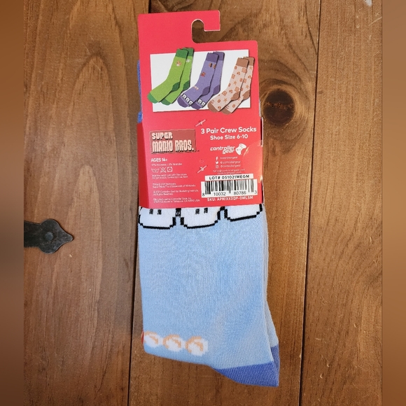 Super Mario 3-Pack Adult Socks Size 6-10 - Picture 4 of 6